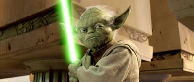 Mistr Yoda se znovu chop svtelnho mee a utk se samotnm csaem